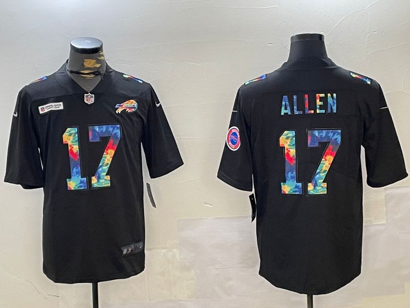 Men Buffalo Bills #17 Allen Black Rainbow 2024 Nike Limited NFL Jersey style 1